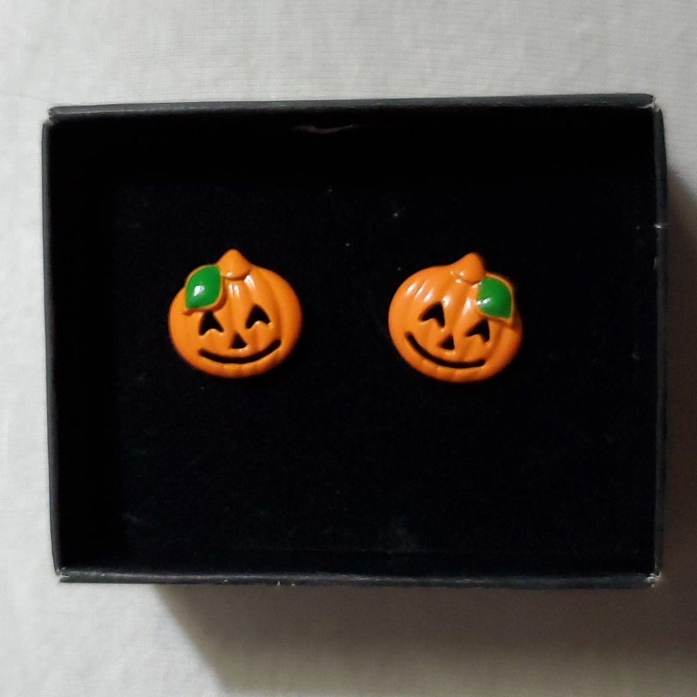 Hallmark Pumpkin Earrings - Orange and Green